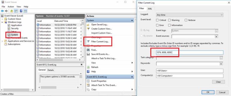 Check Shut Down Events In Event Viewer