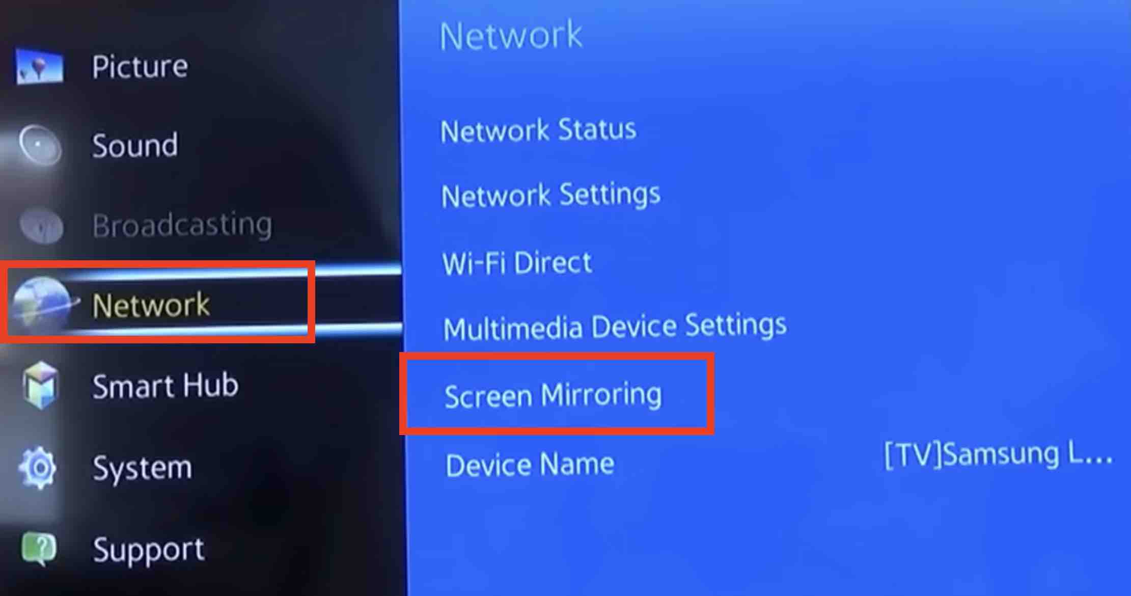 mirror pc to samsung smart tv wired