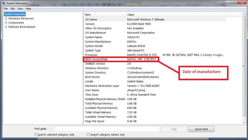 SS step2 how to check manufucture date from windows