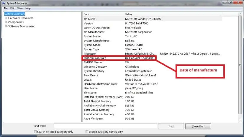 SS step2 how to check manufucture date from windows