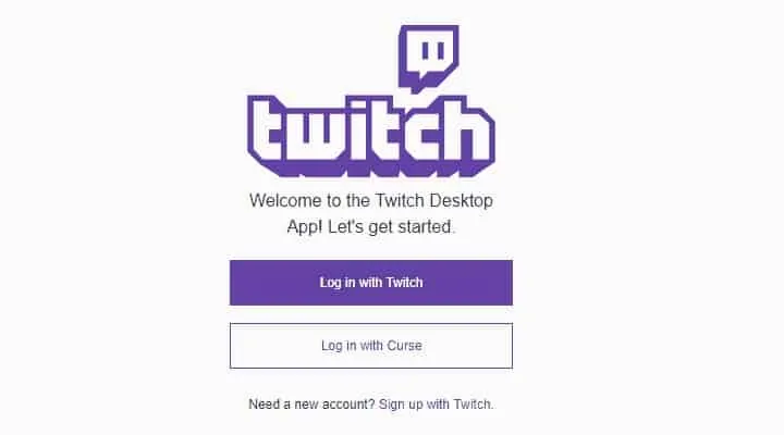 Sign up with Twitch